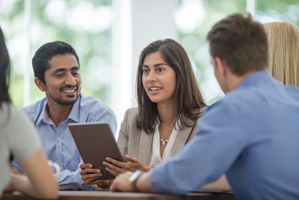 employees discussing