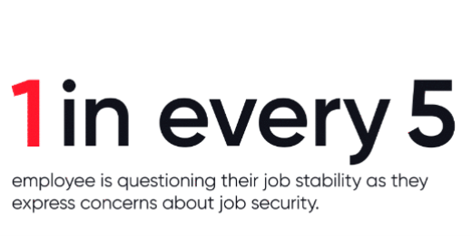 Image stating stats that 1 in every 5 employee is having concerns around their job security.